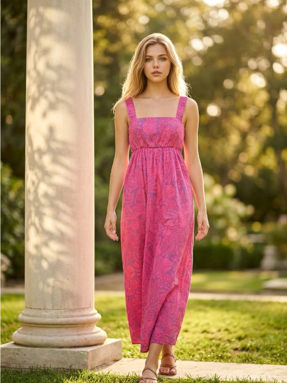 Show me your mumu Pink Square-Neck Maxi Dress  size XS